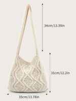 Verdusa Women's Crochet Shoulder HandBags Hobo Knitted Tote Bag Shopping Bags