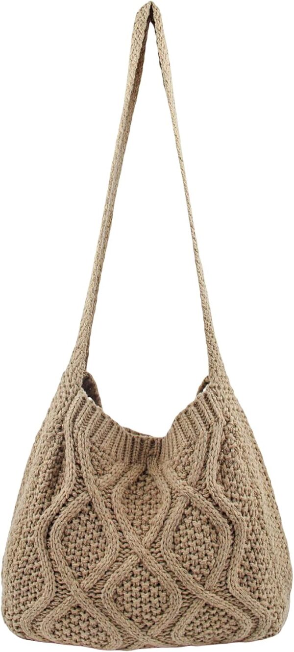 Verdusa Women's Crochet Shoulder HandBags Hobo Knitted Tote Bag Shopping Bags