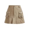 Verdusa Women's High Waist A Line Pleated Short Cargo Skirt with Pocket