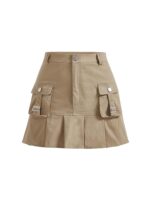 Verdusa Women's High Waist A Line Pleated Short Cargo Skirt with Pocket