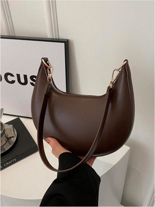 Verdusa Women's PU Leather Hobo Bag Small Purse Zipper Top Handle Bag Crescent Shoulder Bag