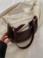 Verdusa Women's PU Leather Hobo Bag Small Purse Zipper Top Handle Bag Crescent Shoulder Bag