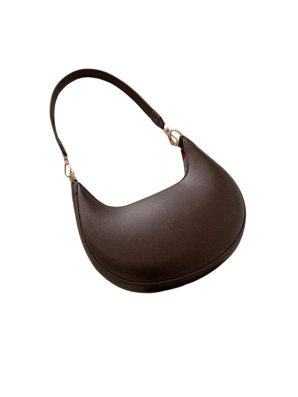 Verdusa Women's PU Leather Hobo Bag Small Purse Zipper Top Handle Bag Crescent Shoulder Bag