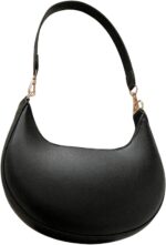 Verdusa Women's PU Leather Hobo Bag Small Purse Zipper Top Handle Bag Crescent Shoulder Bag