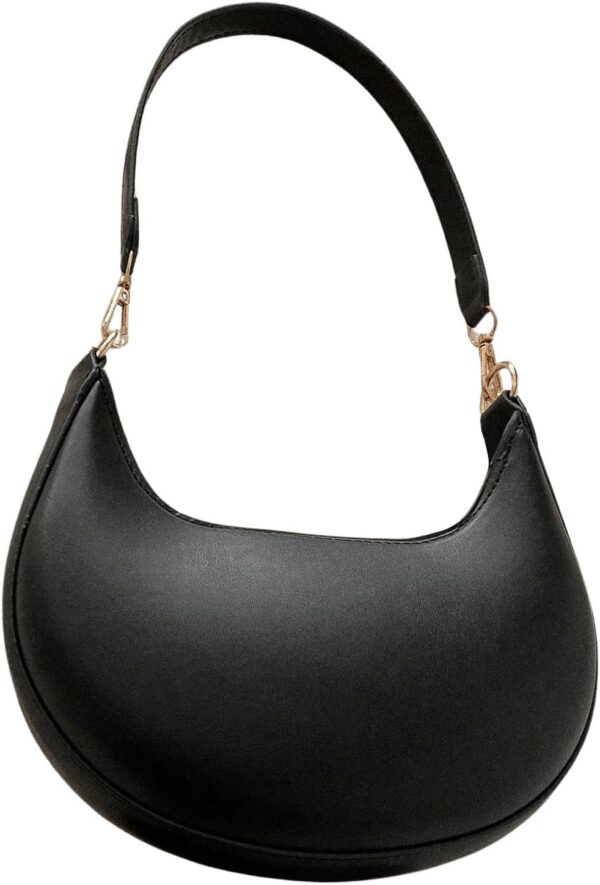 Verdusa Women's PU Leather Hobo Bag Small Purse Zipper Top Handle Bag Crescent Shoulder Bag