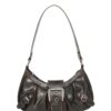 Verdusa Women's Top Handle Shoulder Bag Buckle Punk Hobo Clutch Purses Bags