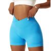 Vertvie Women's Workout Gym Shorts Booty V Cross Spandex Yoga Biker Shorts Scrunch Butt High Waisted Athletic Leggings