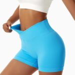 Vertvie Women's Workout Gym Shorts Booty V Cross Spandex Yoga Biker Shorts Scrunch Butt High Waisted Athletic Leggings