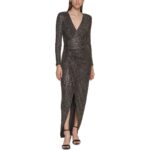 Vince Camuto Womens Black Metallic Evening Dress Gown Petites 6P BHFO 6867