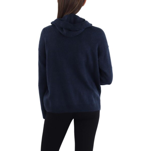 Vince Camuto Womens Navy Ribbed Trim Pullover Hooded Sweater Top S BHFO 4049