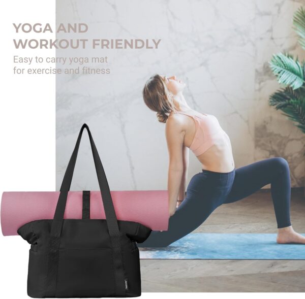 Waterproof Beach and Yoga Tote Bag for Women with Zipper and Mat Strap - Sandproof, Perfect for Beach Days and Yoga