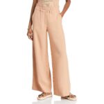 WAYF Womens Kelli Tan High Rise Solid Casual Wide Leg Pants Trousers L BHFO 3127