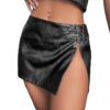 WDIRARA Women's PU Leather High Waisted Slit Zip Fly Sexy Party Club Mini Skirt