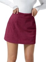 Wenrine Womens Corduroy Mini Skirt Casual High Waist A-line Fall Bodycon Short Pencil Skirts