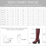 wetkiss Platform Knee High Boots Women Chunky High Heel Black Boots for Women Gogo Boots with Side Zipper Stretchy Boot Not for Bigger Wide Calf