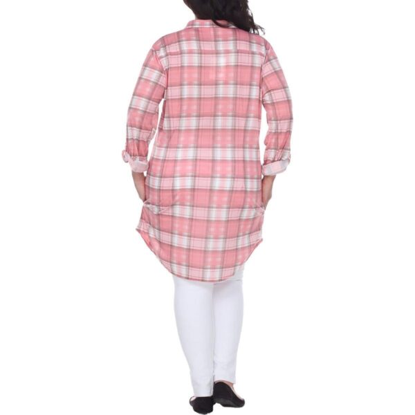 White Mark Womens Piper Plaid Button Front Casual Tunic Top Shirt Plus BHFO 9507