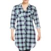 White Mark Womens Piper Plaid Button Front Casual Tunic Top Shirt Plus BHFO 9507