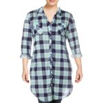 White Mark Womens Piper Plaid Button Front Casual Tunic Top Shirt Plus BHFO 9507