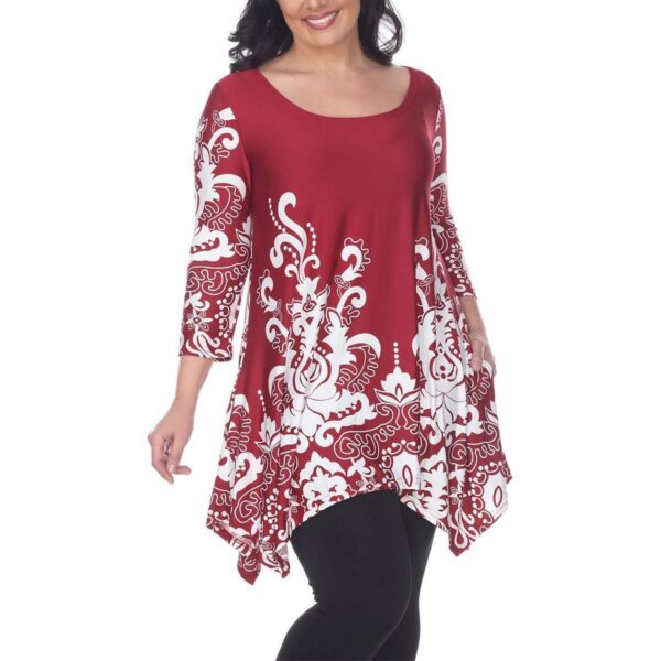 White Mark Womens Red Printed Drapey Blouse Tunic Top Shirt Plus 6XL BHFO 0082