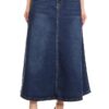 Women’s Plus/Junior Size Mid Rise A-Line Long Jeans Maxi Denim Skirt