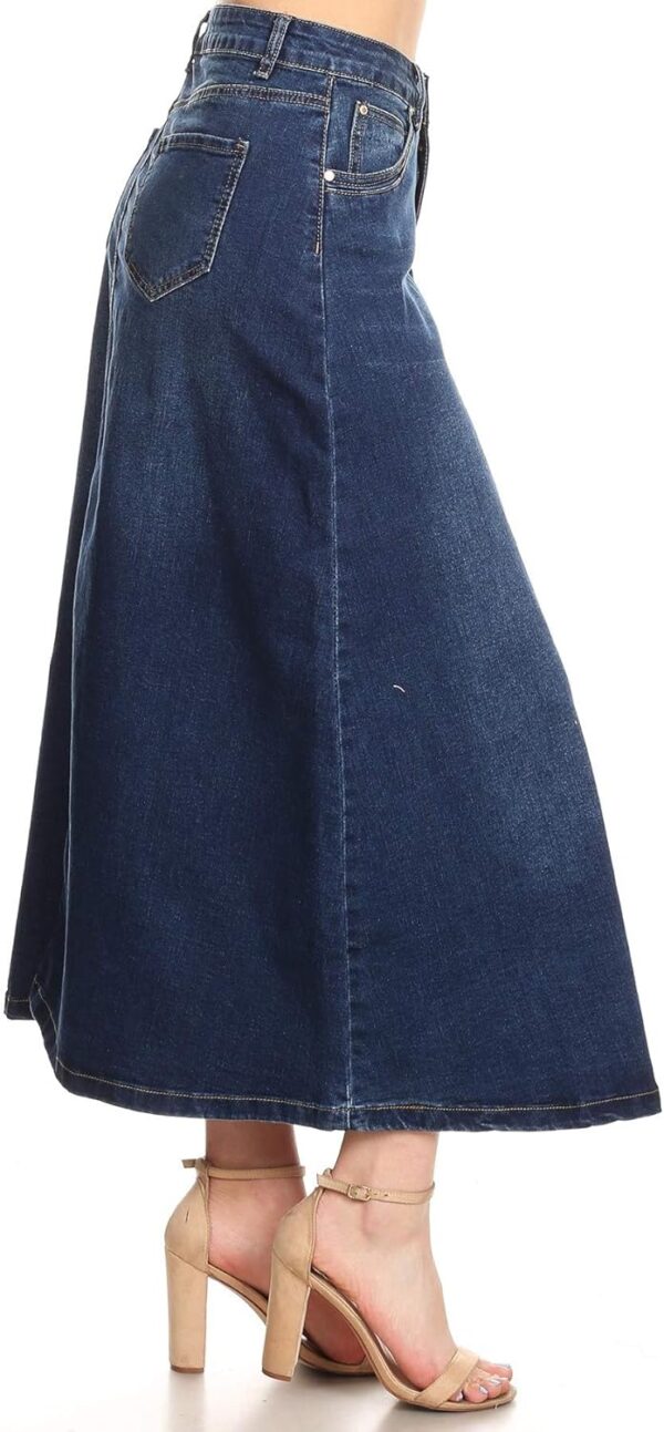 Women’s Plus/Junior Size Mid Rise A-Line Long Jeans Maxi Denim Skirt