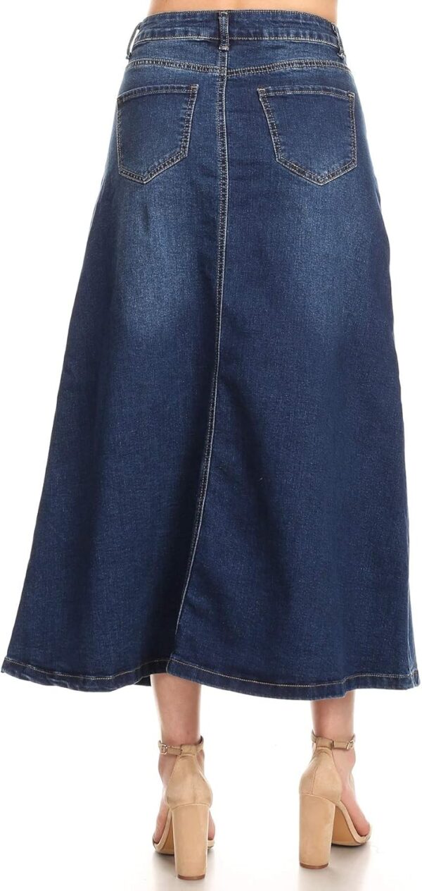 Women’s Plus/Junior Size Mid Rise A-Line Long Jeans Maxi Denim Skirt