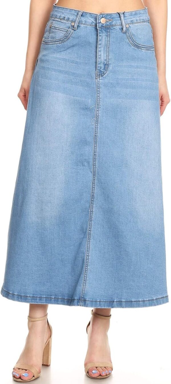 Women’s Plus/Junior Size Mid Rise A-Line Long Jeans Maxi Denim Skirt