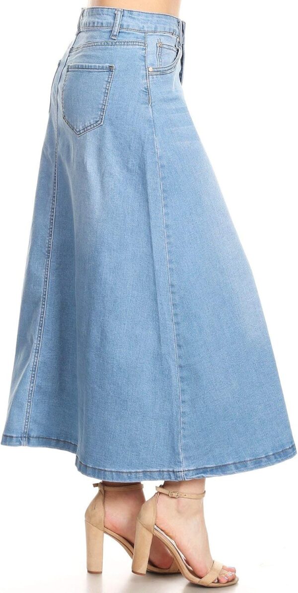 Women’s Plus/Junior Size Mid Rise A-Line Long Jeans Maxi Denim Skirt