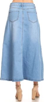 Women’s Plus/Junior Size Mid Rise A-Line Long Jeans Maxi Denim Skirt