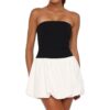 Women’s Sexy Strapless Mini Dress Club Tube Corset Party Dress Y2k Bubble Skirt Summer Casual Bandeau Dresses