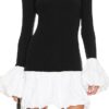 Women's 2024 Fall Dress Sexy Crew Neck Puffy Long Sleeve Bubble Party Club Bodycon Mini Dresses