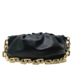 Women's Chain Pouch Bag | Cloud-Shaped Dumpling Clutch Purse | Ruched Chain Link Shoulder Handbag