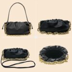 Women's Chain Pouch Bag | Cloud-Shaped Dumpling Clutch Purse | Ruched Chain Link Shoulder Handbag