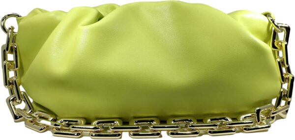 Women's Chain Pouch Bag | Cloud-Shaped Dumpling Clutch Purse | Ruched Chain Link Shoulder Handbag