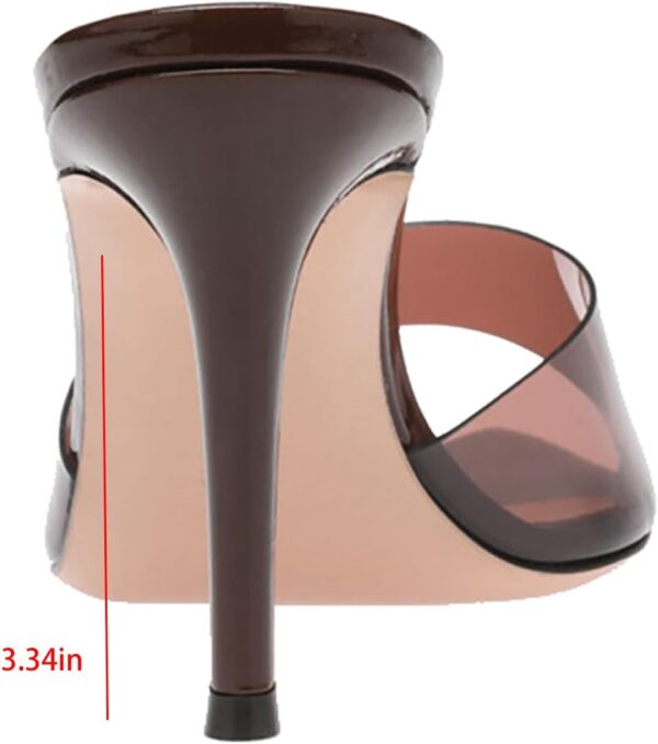 Women's Clear Pointed Open Toe Stiletto Heel Slide Sandals Fashion Sexy Slip On Transparent Strap High Heels Mules Summer Backless Party Wedding Prom Dress Shoes