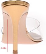 Women's Clear Pointed Open Toe Stiletto Heel Slide Sandals Fashion Sexy Slip On Transparent Strap High Heels Mules Summer Backless Party Wedding Prom Dress Shoes