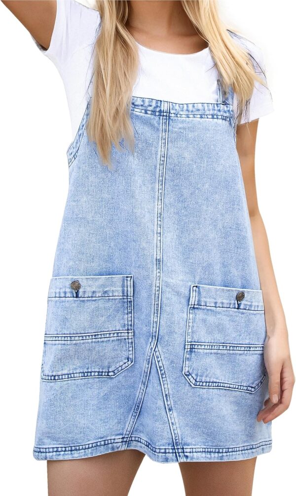 Womens Denim Overalls Dress Casual Summer Jeans Adjustable Strap Short Rompers with Pockets