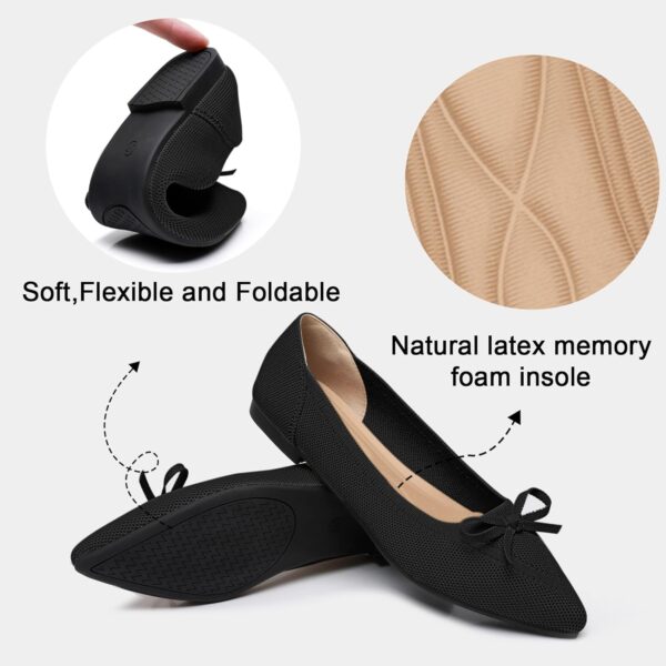 Women's Flats Pointed Toe Bow Knit Ballet Shoes Comfortable Dressy Mesh Slip On Flat