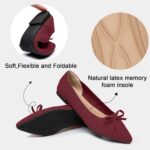 Women's Flats Pointed Toe Bow Knit Ballet Shoes Comfortable Dressy Mesh Slip On Flat