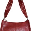 Womens Leather Shoulder Bag Small Y2K Purse Handbag Mini Crossbody Going Out Bags with Studded Decor Straps