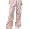 Womens Parachute Pants Wide Leg Baggy Pants Y2K Elastic Waist Jogger Sweatpants Track Pants Streetwear