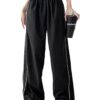 Womens Parachute Pants Wide Leg Baggy Pants Y2K Elastic Waist Jogger Sweatpants Track Pants Streetwear