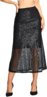 Women's Sequin Fishtail Skirt - Glitter Bodycon Mermaid Maxi Skirt