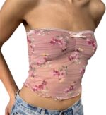 Women's Sexy Strapless Bandeau Top Casual Twist Tube Top Ruched Going Out Crop Tops Y2k Backless Shirt