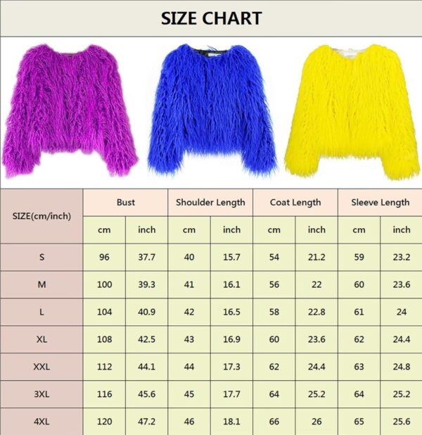 Women's Shaggy Faux Fur Outwear Coat Jacket Long Sleeve Warm Winter