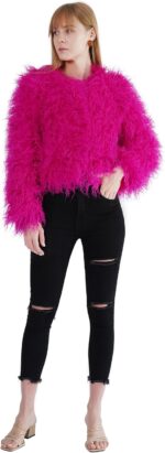 Women's Shaggy Faux Fur Outwear Coat Jacket Long Sleeve Warm Winter