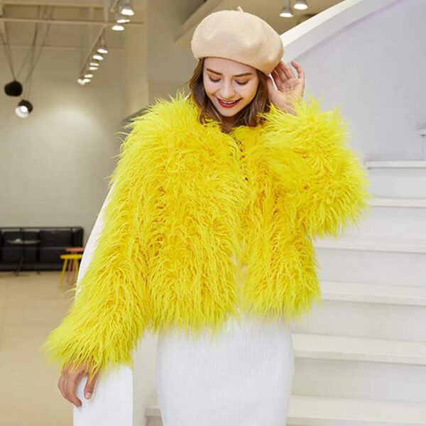 Women's Shaggy Faux Fur Outwear Coat Jacket Long Sleeve Warm Winter