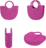 Womens Straw Beach Bag Woven Crossbody Shoulder Bags Top Handle Satchel Handbag Purse for Summer