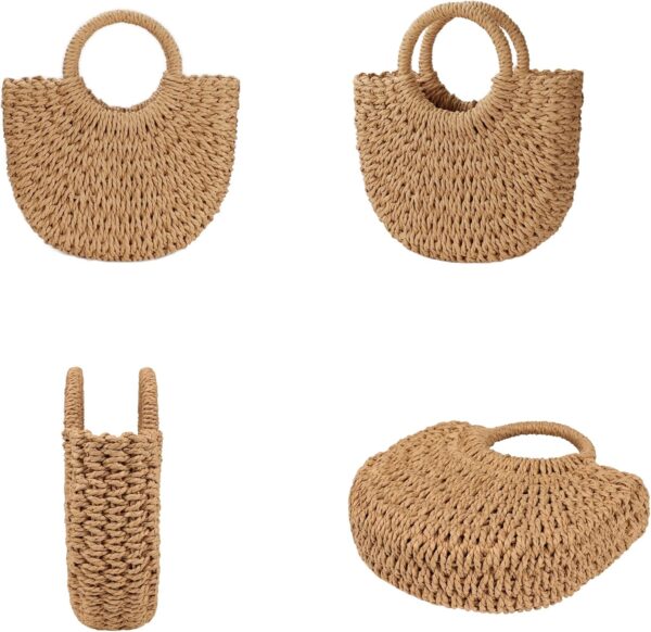 Womens Straw Beach Bag Woven Crossbody Shoulder Bags Top Handle Satchel Handbag Purse for Summer