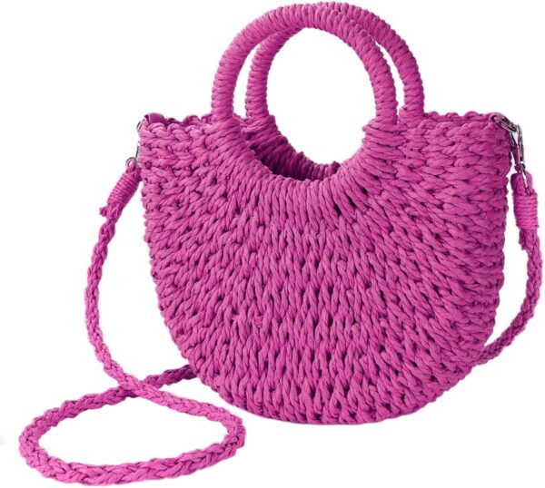 Womens Straw Beach Bag Woven Crossbody Shoulder Bags Top Handle Satchel Handbag Purse for Summer